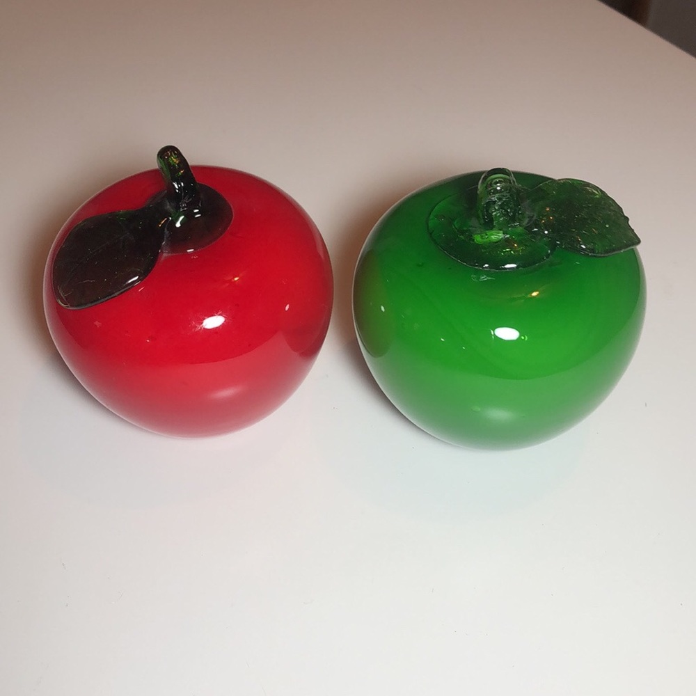 { SOLD } 2 Murano Handblown glass apples.